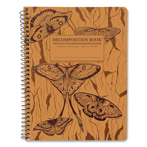 Spiral Composition Book, Medium/College Rule, Midnight Moths, (80) 9.75 x 7.5 Sheets
