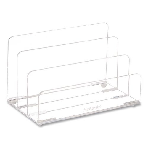 3-Compartment Acrylic Desk Organizer, 7" x 4" x 4", Clear