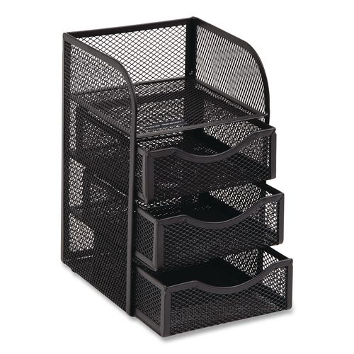 4-Compartment Metal Desk Organizer, 4.75 x 5 x 8, Black