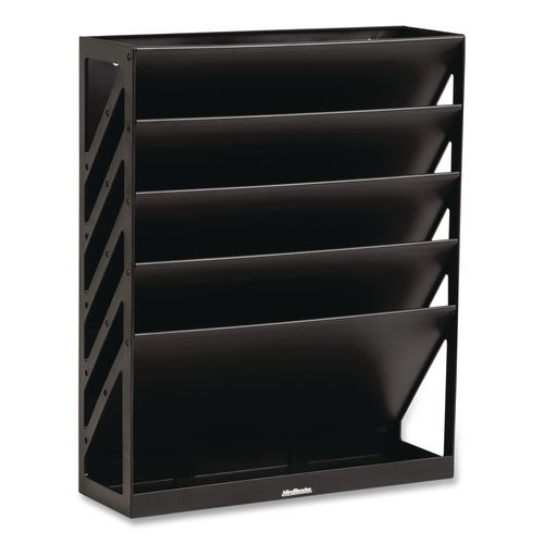 5-Compartment Plastic Mountable Wall File, 5 Sections, Letter Size, 13 x 4.25 x 16, Black