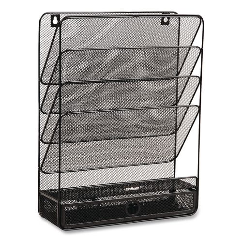 7-Compartment Metal Desk Shelf, 12.5 x 4 x 16.5, Black