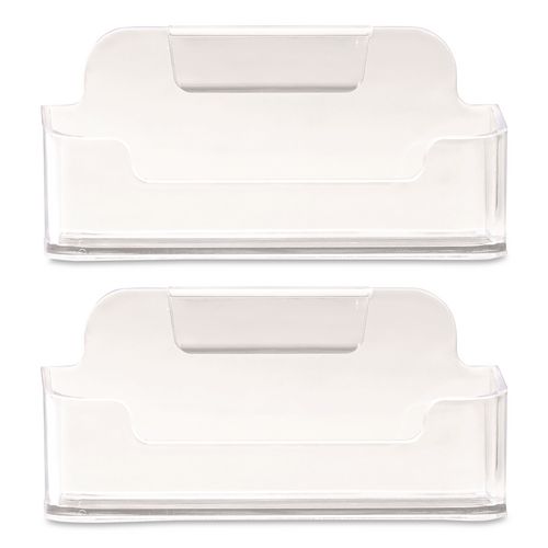Business Card Holders, Holds 50 Cards, 3.75 x 1.5 x 1.88, Plastic, Clear, 2/Pack