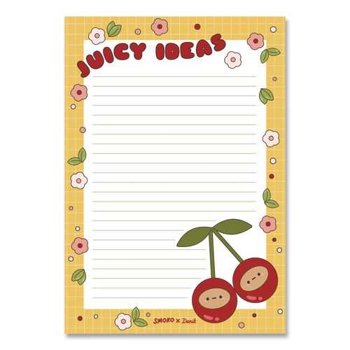 Tayto Cherry Notepad, Ruled, (64) White/Multicolor 5.25 x 8.25 Sheets