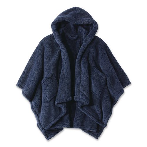 Cozy Sherpa Wearable Throw, 58 x 60, Navy