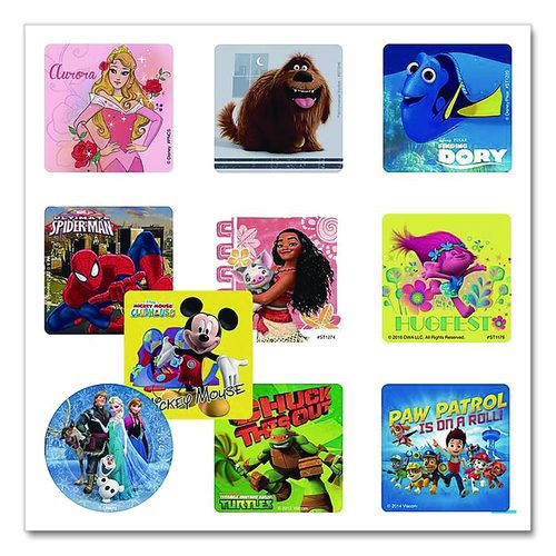 Most Popular Licensed Sticker Assortment, Assorted Colors/Designs, 1,000/Box