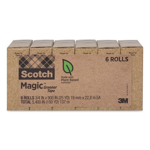 Magic Greener Tape Refill, 1" Core, 0.75" x 25 yd, Transparent, 6 Rolls/Pack