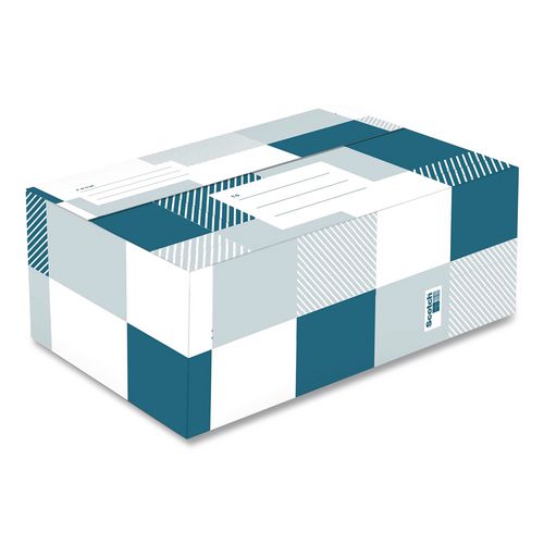 Designer Small Mailing/Shipping Box, 6 x 9 x 3.75, Blue/White Plaid