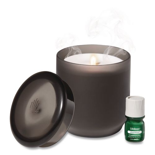 Aromatherapy Essential Oil Flameless Candle Diffuser, Fir Needle and Pine Scent Essential Oil, 5 x 5 x 5, Frosted Glass