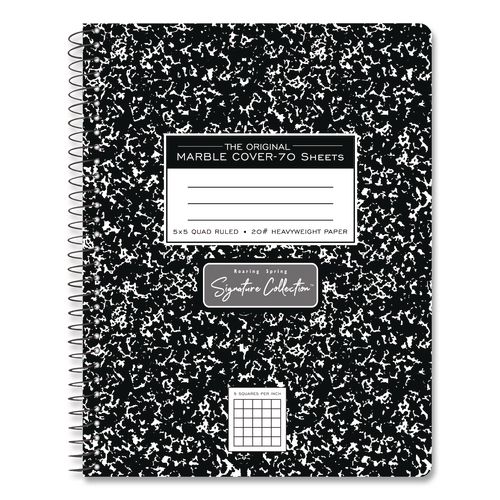Signature Collection Composition Notebook, Quadrille Rule (5 sq/in), Black Marble Cover, (70) 9.75 x 7.5 Sheets