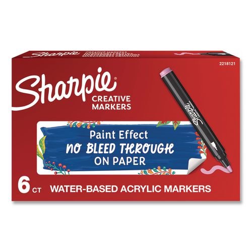 Water-Based Paint Markers, Bullet Tip, Pink, 6/Box
