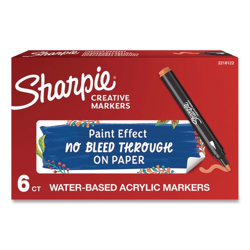 Water-Based Paint Markers, Bullet Tip, Orange, 6/Box