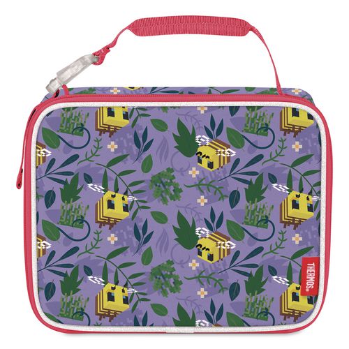 Kids Minecraft Bees Insulated Soft Lunch Bag, 9.5 x 3.75 x 7.5, Multicolor Minecraft Bee Artwork