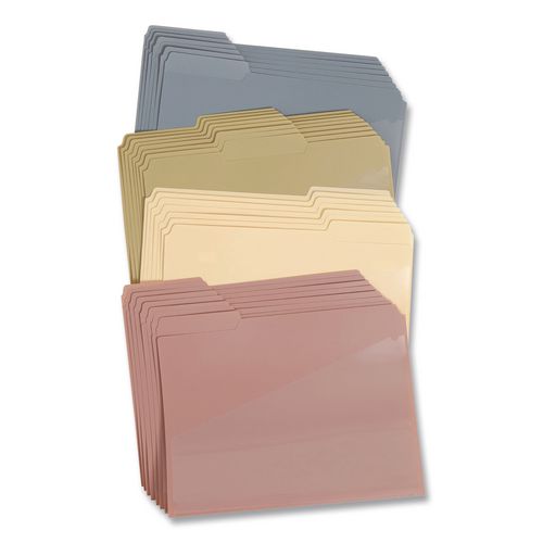 Slash Pocket Poly File Folders, 1/3-Cut Tabs: Assorted, Letter Size, 1" Expansion, Assorted Dawn Colors, 30/Box