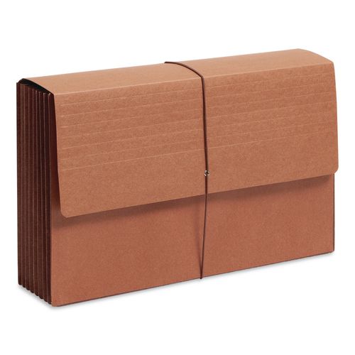 TUFF Recycled Expanding Wallet, Extra Wide Legal, 7" Expansion, Elastic Strap Closure, Redrope, 5/Box