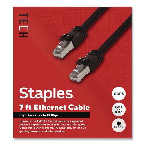CAT8 Ethernet Cable, 7 ft, Black