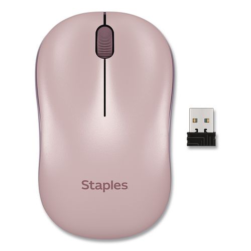 Wireless Ambidextrous Optical USB Mouse, 2.4 GHz Frequency/33 ft Wireless Range, Left/RIght Hand Use, Pink