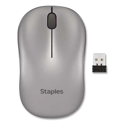 Wireless Ambidextrous Optical USB Mouse, 2.4 GHz Frequency/33 ft Wireless Range, Left/RIght Hand Use, Gray