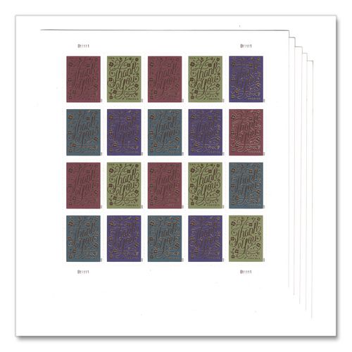 Image of 1 oz First-Class Forever Stamps, Thank You, 100/Pack