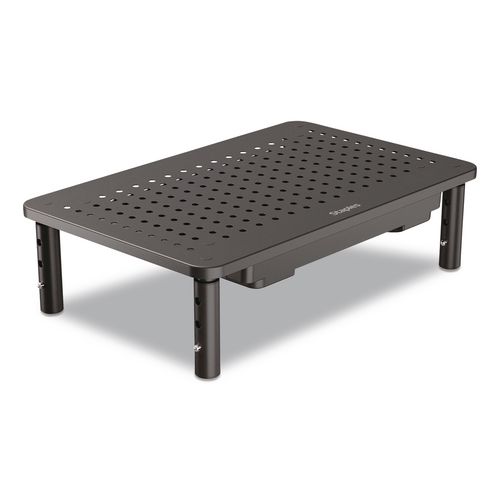 Adjustable Monitor Stand with Drawer, 14.41" x 9.07" x 3.9" to 5.5", Black, Supports 44 lb