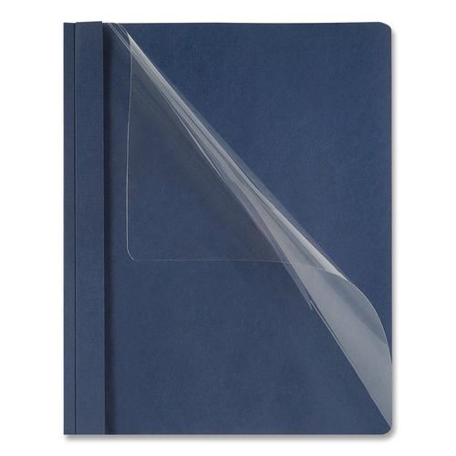 Clear Front Standard Grade Report Cover, Three-Prong Fastener, 0.5" Capacity, 8.5 x 11,  Clear/Dark Blue