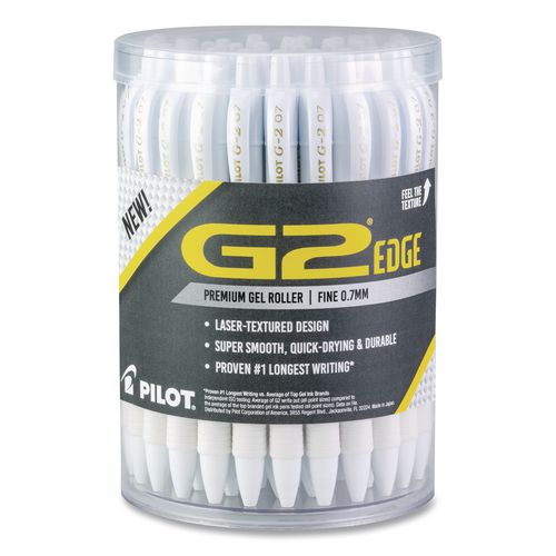 G2 Edge Premium Gel Pen, Retractable, Fine 0.7 mm, Black Ink, White Barrel, 36/Pack