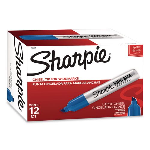 King Size Tank Permanent Marker, Chisel Tip, Blue Ink, 144/Carton