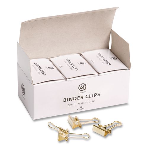 Small Binder Clips, Gold, 12 Clips/Pack, 6 Packs/Box