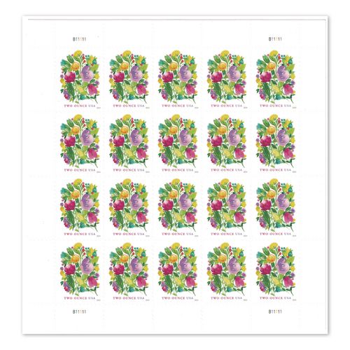 2 oz First-Class Forever Stamps, Wedding Blooms, 20/Pack