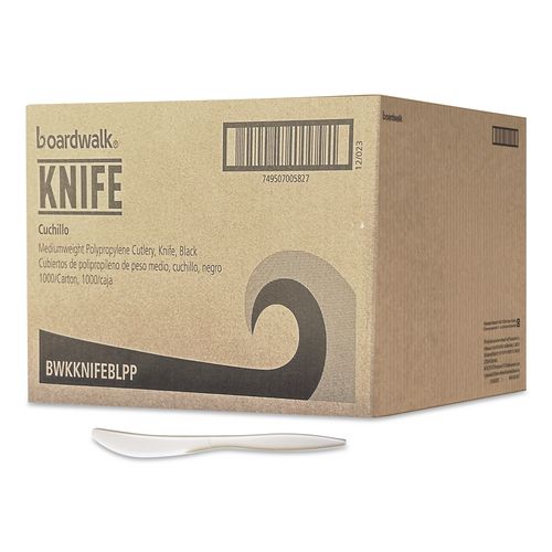 BoardwalkÂ® Mediumweight Polypropylene Cutlery, Knife, White, 1,000/Carton