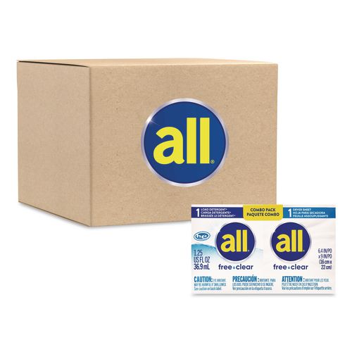 All? Free Clear He Liquid Laundry Detergent/dryer Sheet Dual Vend Pack, 100/ctn
