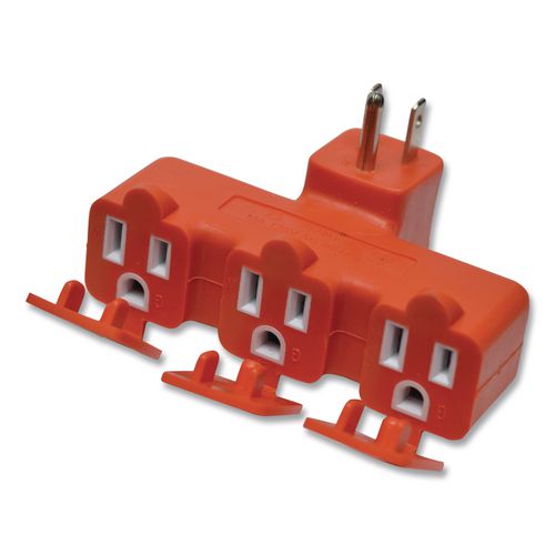 3-Outlet Tri Tap Adapter with Covers, Orange