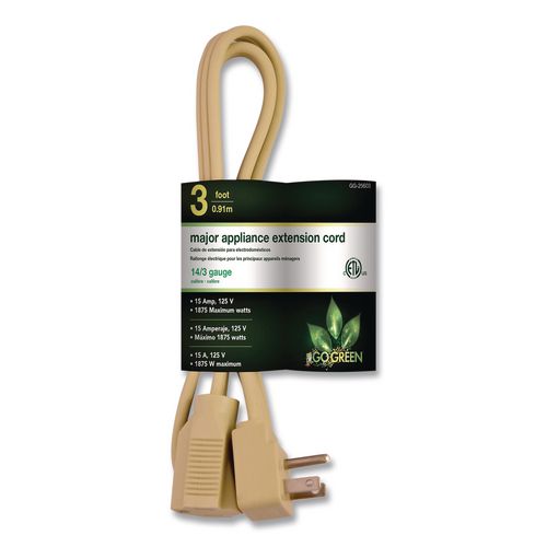 Appliance Cords, 3 ft, 15 A, Beige