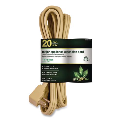 Appliance Cords, 20 ft, 15 A, Beige