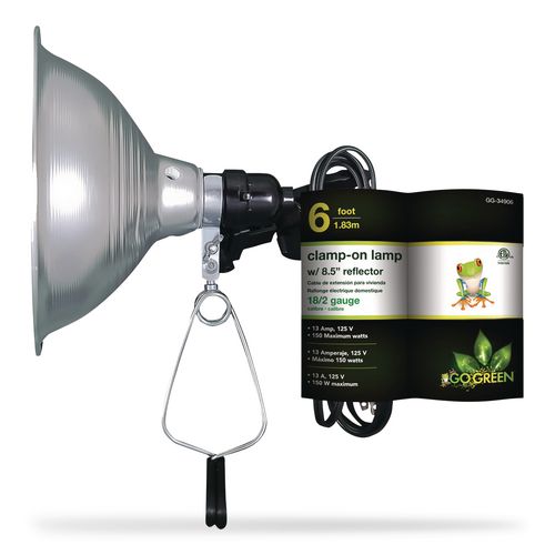 Clamp Lights, E26 Bulb, 7 x 8.5 x 8.5, Gray