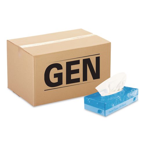 Boxed Facial Tissue, 2-Ply, White, 100 Sheets/Box, 30 Boxes/Carton