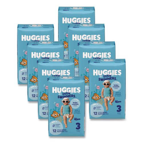 Little Swimmers, Size 3, 16 lbs to 26 lbs, 12/Pack, 8 Packs/Carton