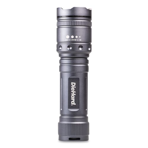 DieHard Twist Focus Aluminum 1,700 Lumen Flashlight, 6 AA Batteries (Included), Gray