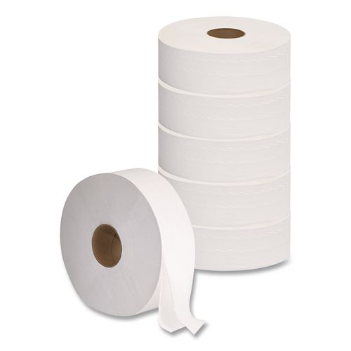 JRT Jumbo Bath Tissue, Septic Safe, 2-Ply, 3.3" x 1,375 ft, White, 6 Rolls/Carton