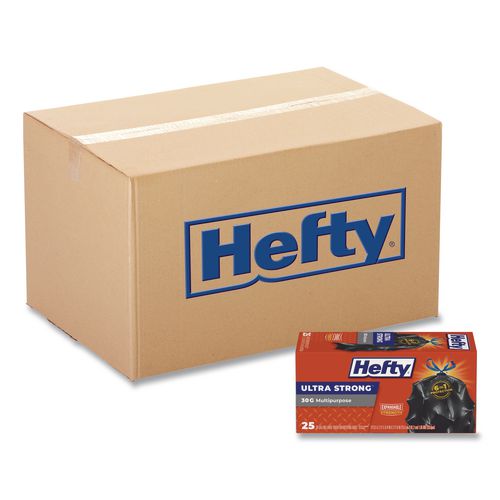 Ultra Flex Waste Bags, Drawstring, 30 gal, 1.05 mil, 6" x 2.1", Black, 150/Carton