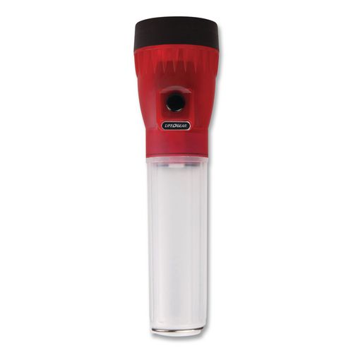 LifeGear Glow Flashlight with Storage Handle, 3 AA Batteries (Included), Red