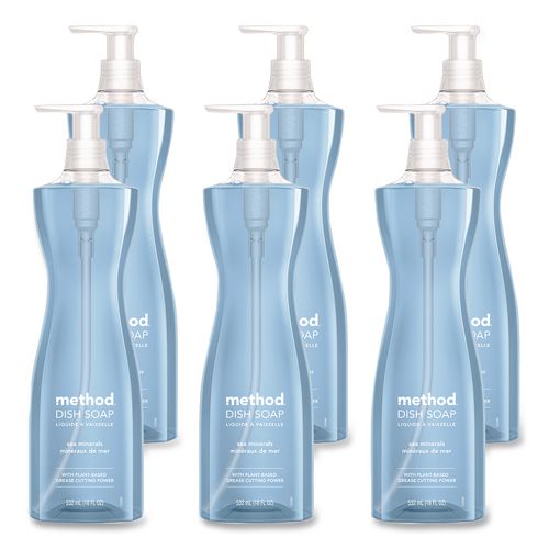 Dish Soap Pump, Hour-Glass Bottle Shape, Sea Minerals Scent, 18 oz Pump Bottle, 6/Carton