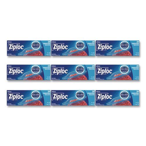 Zipper Freezer Bags, 1 gal, 9.6" x 12.1", Clear, 28 Bags/Box, 9 Boxes/Carton