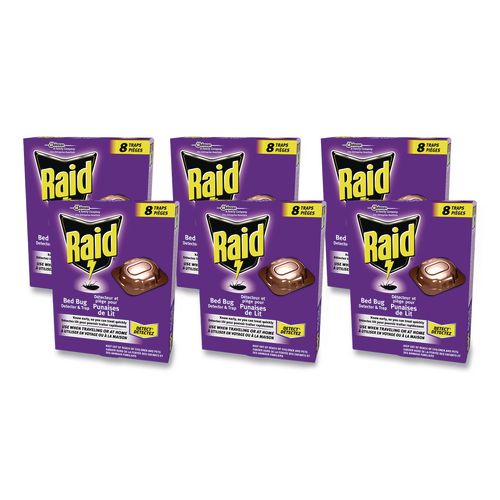 RaidÂ® Bed Bug Detector and Trap, 0.19 lb Trap, 8 Traps/Box, 6/Carton