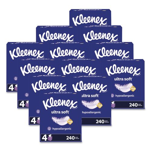 Ultra Soft Facial Tissue, 3-Ply, White, 60 Sheets/Box, 4 Boxes/Pack, 12 Packs/Carton