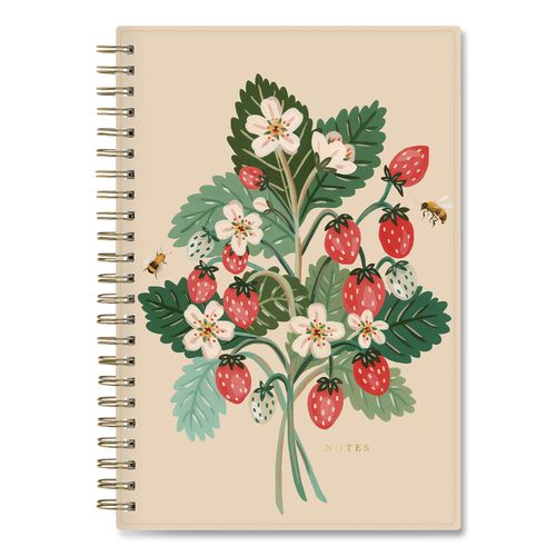 Blue Sky Bespoke Letterpress Content Notebook, Strawberry and Bee Cover, (150) 8 x 5 Sheets