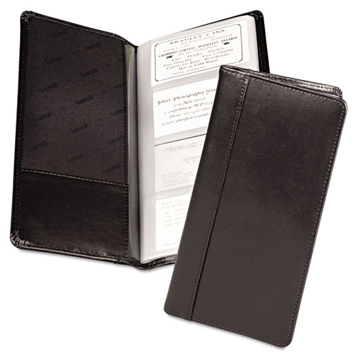 Regal Leather Business Card File, 96 Card Cap, 2 x 3 1/2 Cards, Black