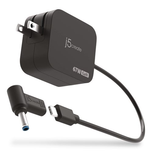 GaN 67 W USB-C Mini Charger with 4.5 mm Converter, Black