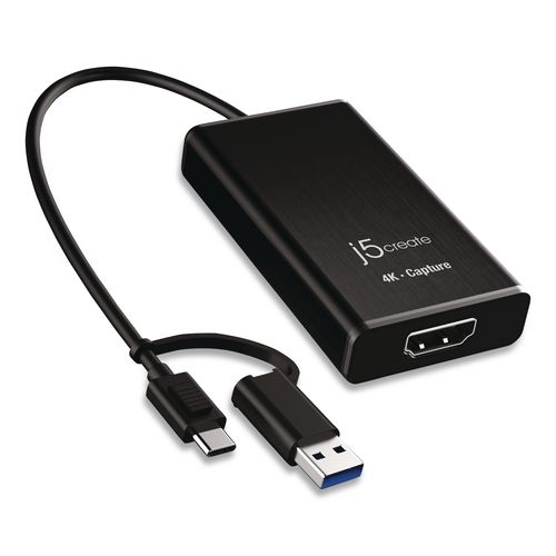 USB-C to HDMI Video Adapter, HDMI/USB-A/USB-C, 7.87", Black