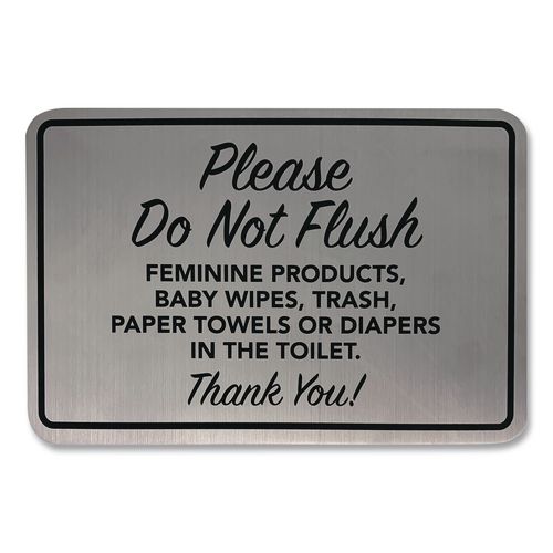 Please Do Not Flush Brushed Metal Sign, 6 x 4, Silver Face