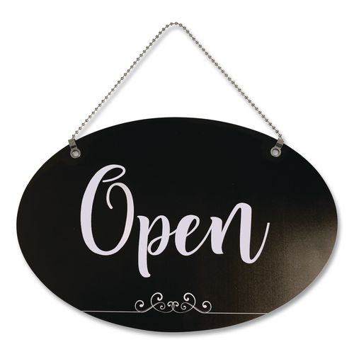 Open/Close Spa Style Indoor Sign, 12 x 8, Black/White